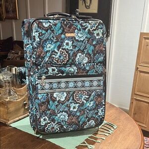 Vera Bradley Rolling Luggage in Retired Java Blue Pattern